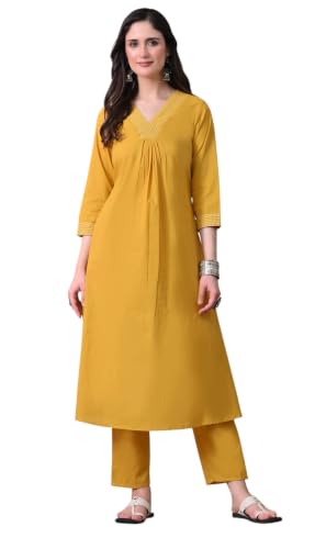 Image of Truvon Fashions Stylish Women's Co-Ord Kurta with Pant Set Cotton Floral Kurti for Women