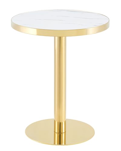 Table d'appoint ronde anti-rayures avec plateau effet marbre - 8