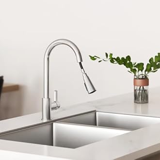 Kohler Atom Pull Down Kitchen Sink Facuet | Kitchen Mixer Tap | Mechanical Docking, Deck Mounted | Dual Spray Modes, 360° Swivel | Water Saving Aerated Flow | 10 yrs Warranty | Polished Chrome