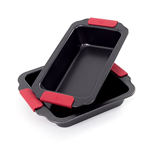 Hell's Kitchen 8 Pc Nonstick Bakeware Set With Silicone Handles, Cookie Sheet, Muffin Pan, Loaf Pan, Cake Pan Set #TOP3