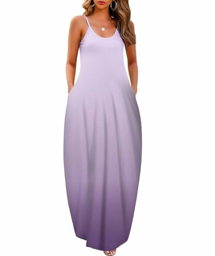 Image of Wolddress Womens Maxi Dress with Pockets 2026 Casual Strap Plus Size Loose Plain Long Office Summer Beach Travel Dresses S-5X