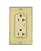Leviton 5380-IGI 20 Amp, 125 Volt, Decora Plus Duplex Surge Suppressor Receptacle, Straight Blade, Industrial Grade, Isolated Ground, Surge with Indicator Light, Ivory