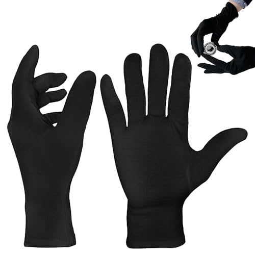 2 pezzi guanti in cotone nero, guanti in tessuto nero, guanti in cotone nero, guanti neri per uomini e donne, guanti sottili, guanti in cotone, guanti per gioielli, idratanti per le mani, taglia unica