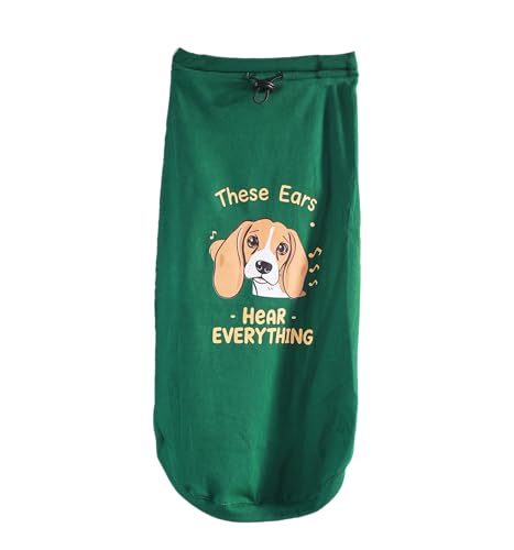 Image of Thunder Tails Premium Cotton Dog T-Shirt | Adjustable Neck | for Medium Dogs | Green | X Large | for Beagle