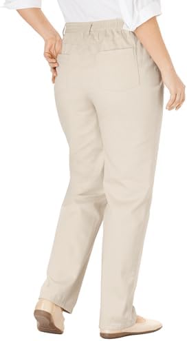 Woman Within Plus Size Perfect All-Cotton Back-Elastic Denim Jeans - 24 W, Natural Khaki