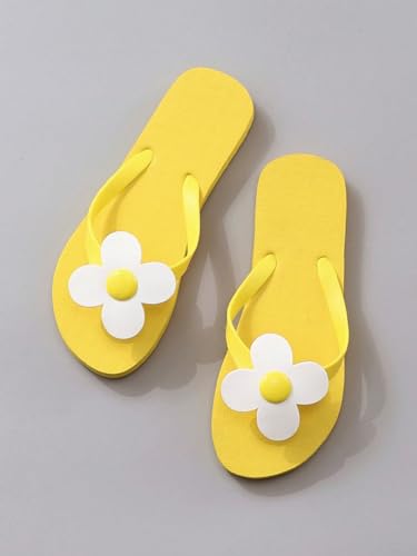 1Pair Sweet Floral Beach Vacation Flip Flops for Women - Lightweight Indoor/Outdoor Neutral Slippers for Walking, 37, 384