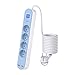 Produktbild UCOMEN Steckdosenleiste USB Überspannungsschutz Steckdosenadapter 4 Fach mit 2 USB Ladeanschlüsse Mehrfachsteckdose Wandmontage (3680W) mit 150CM Kabel -Blau