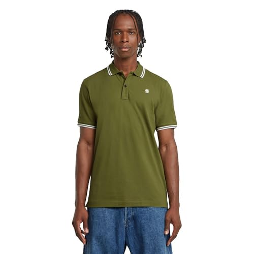 G-STAR Dunda Slim Stripe Polo, Polo Uomo, Verde Scuro (Mayfly D17127-5864-G985), XS