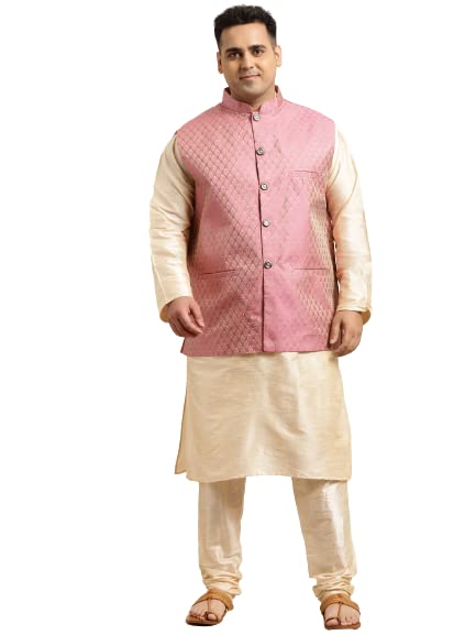 Image of SOJANYA (Since 1958, Men's Silk Blend Grey Kurta Pyjama & Silk Blend Jacket Combo
