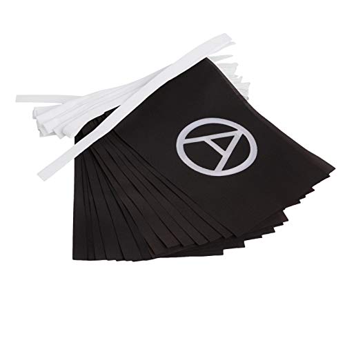 Image of AZ FLAG Anarchy 6 meters BUNTING Flag 20 flags 9'' x 6'' - Arnachism Movement STRING flags 15 x 21 cm
