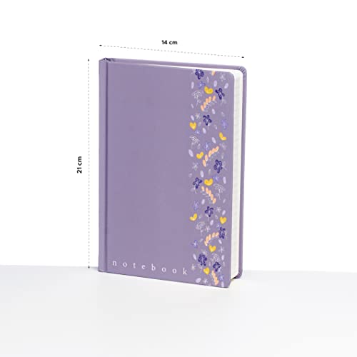 Image of Factor Notes Hardbound Notebook: 100 GSM Ivory Shade Paper, Lay-Flat Journal Diary, 3 Bookmarks, Inner Pocket, A5 Size, 200 Pages (The Lavender Wildflower - Dot Grid)