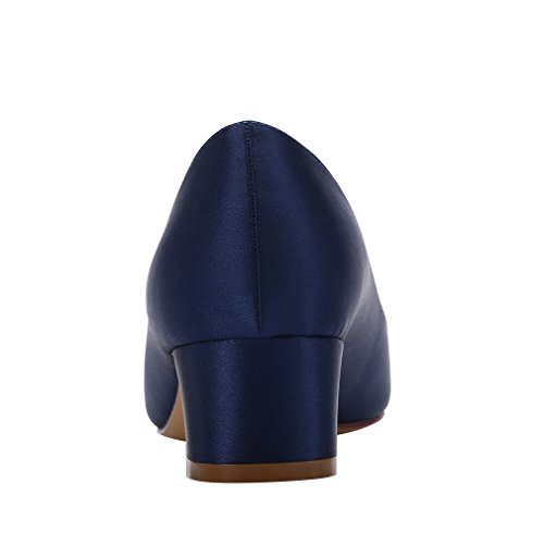 ERIJUNOR Women Comfort Chunky Heel Pointed Toe Rhinestone Wedding Evening Satin Shoes for Bride4