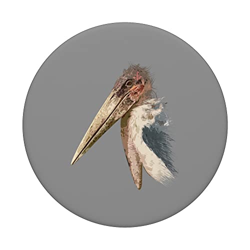 Marabou Stork African Undertaker Bird PopSockets Swappable PopGrip, Black - Image 3