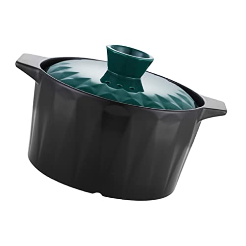MAGICLULU 1Pc Ceramic Stew Pot with Lid Food Casserole for Healthy Cooking Ergonomic Handle Acid Alkali Resistant for Soup and Stews Easy to Clean Cookware