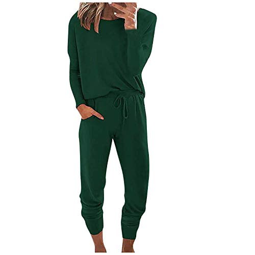 8888 aliveGOT Womens Solid Two Piece Outfit Long Sleeve Crewneck Pullover Tops + Long Pants Tracksuits Set Sports