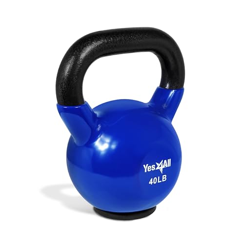 Image of Yes4All Kettlebells Rubber Base, Kettlebell Set for Women, Strength Training Kettlebells Weights (10-65 lbs)
