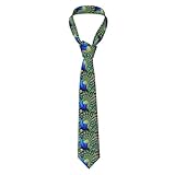 Anceky Cravate pour homme à imprimé paon - Cravate élégante et durable 100% polyester pour les affaires et les occasions spéciales, noire, taille unique