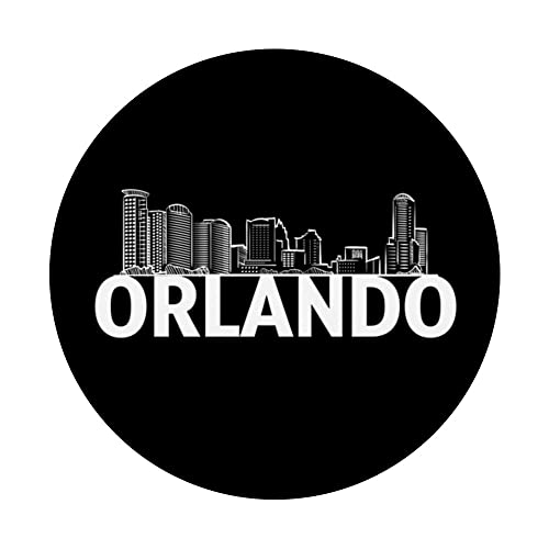 Orlando Florida USA City Skyline Silhouette Outline Sketch PopSockets Swappable PopGrip, Black - Image 3
