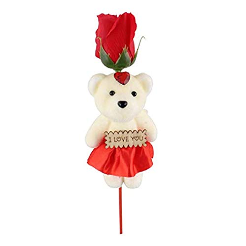PrimeMart Teddy with Red Rose Stick