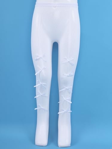 JEYPINMI Girls Bowknot Tights Fishnet Stockings Kids Solid Color Stretchy Pageant Dance Pantyhose3