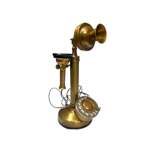 Teléfono de candil con disco rotatorio bronce antiguo miniatura 2