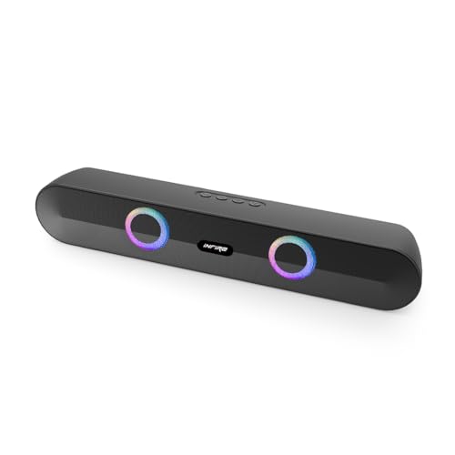 Image of iNFiRe FireBar 16 Pro Bluetooth Soundbar with RGB Lights | Wireless Soundbar with TWS | AUX, USB, FM & SD Card Support | 10H Playtime | TV & Desktop Speaker (Black)