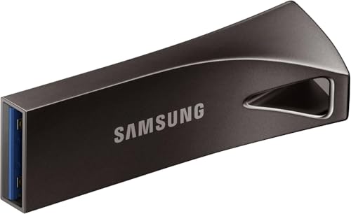 Samsung BAR Plus USB-Stick Typ-A, 64 GB, 200 MB/s Lesen, 30 MB/s Schreiben, Widerstandsfähiger USB 3.1 Speicherstick mit Schlüsselring, Titan Gray, MUF-64BE4/APC