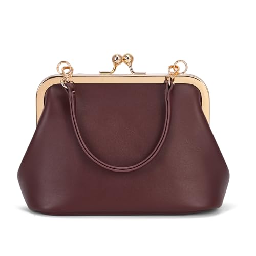 Mini Women's Kiss Lock Crossbody Bag PU Small Top Hand Handbags Kiss Clasp Crossbody Purses Evening Clutch