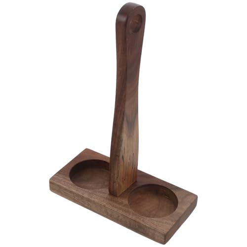 Gatuida Soporte para Molinillo Manual de Madera con 2 Ranuras y Asa, Base Estable Antideslizante para Molinillo de Pimienta y Sal, Utensilio de Cocina Rústico, Accesorio Funcional