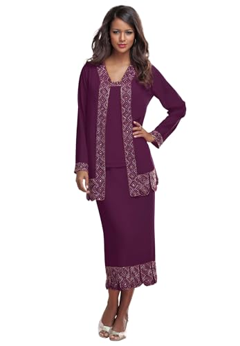 Roaman's Women's Plus Size Beaded Skirt Set