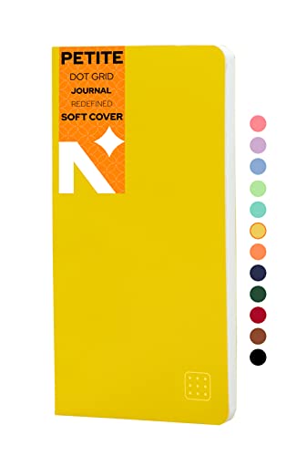 Image of NEORAH - PETITE Dotgrid Notebook SOFT COVER | Organiser REFILL | Dotted notebook Journal| 110 GSM| 160 pages (Size 21 cm x 10.5 cm)|Journaling, Writing,Note Taking Diary, Travellers Notebook - YELLOW