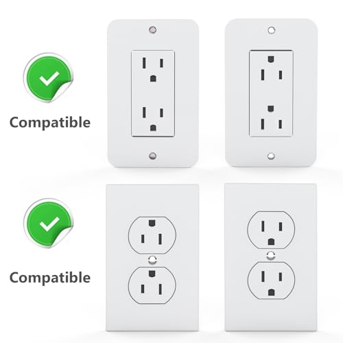 WALI Wall Bathroom Shelf Standard Vertical Duplex GFCI DÃƒ©cor Outlet Charging for Cell Phone, Dot, Google Home, Speaker up to 20lbs with Cable Management and Detachable Hooks (OSH001-W), White