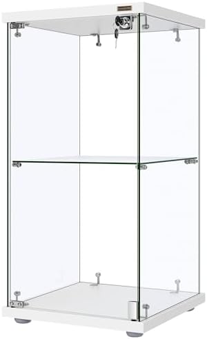 VIVOHOME 2 Layer Glass Display Cabinet