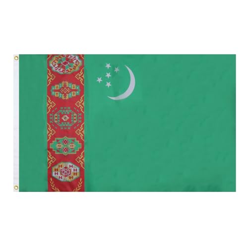 AZ FLAG - Drapeau Turkménistan - 90x60 cm - Drapeau Turkmène 100% Polyester Avec Oeillets Métalliques Intégrés - Pavillon 50 g