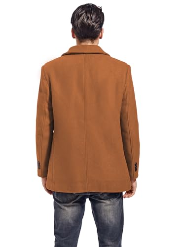Image of FTCayanz Men's Winter Pea Coat Slim Fit Trench Coats Double Breasted Warm Wool Blend Overcoat