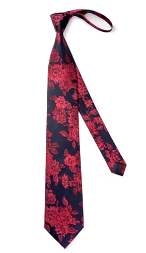 Image of Enlision Ties for Men Floral Tie Handkerchief Cufflinks Set Formal Flower Classic Mens Necktie & Pocket Square Wedding