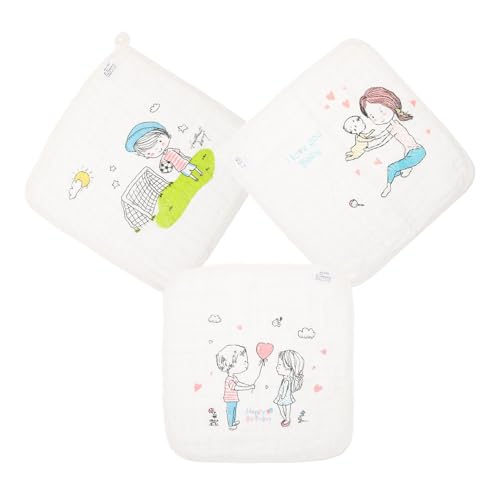 NAMOARLY 3 piezas Toallas de Algodón para Recién Nacido Suaves Toallitas Multiusos para Paños Salivares y Lavado Facial Diseño Infantil de Fútbol Corazón y Lavables Máquina