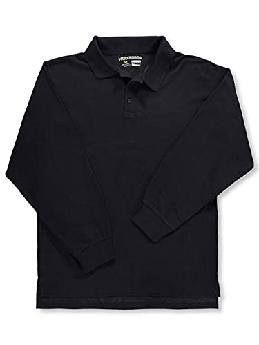Universal Adults' Unisex L/S Pique Polo - Black, l
