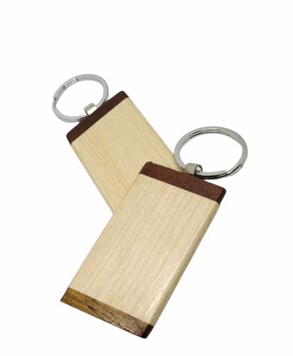 Image of Empty Wooden Keychains, Laser Engravable, Printable & Writable, Pack of 10 Assorted Shapes, 5cm x 3cm