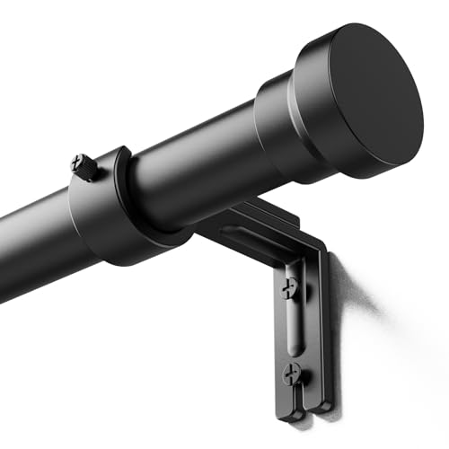 YaFex Curtain Poles 82 to 300 cm Heavy Duty 25mm 23KG Expandable Metal Curtain Pole for Windows Black Long Curtain Rod with Brackets for Bedroom Living Room Easy Installation