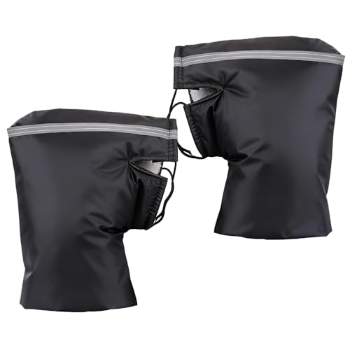 Hiver Automne Universel Gants de Guidon de Moto Imperméables Gant de Protection Thermique pour Guidon Gants Coupe-Vent Installé sur Poignée Protège-Mains Manchon Scooter Anti Froid,Noir,Taille unique