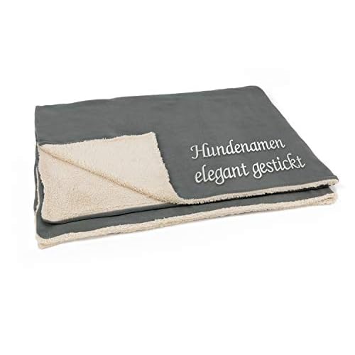 Hundedecke mit Namen Bestickt, XL Größe ca. 130x160cm, weiche Decke extra groß mit Hundenamen personalisierbar