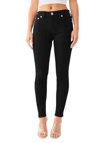 True Religion Women's Jennie Mid Rise Curvy Skinny fit Comfort Jeans- Single Needle Stitching - Peak spot Color