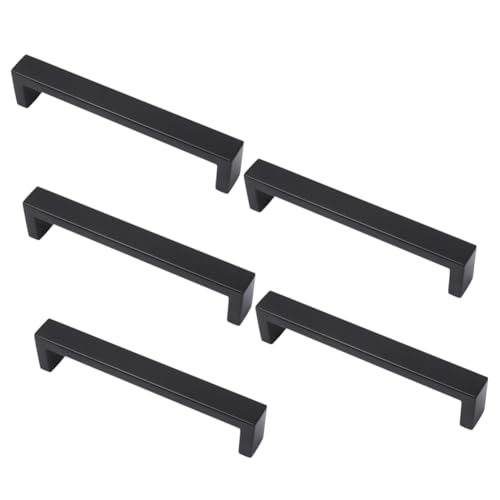 CTIRCHIU 5個 ステンレス製マットブラックキャビネットハンドル キッチン家具引き出しドアノブ交換用 家用食器棚クローゼット対応