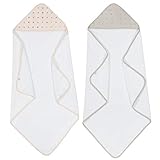 Just Born Boys and Girls Newborn Infant Baby Toddler 2-Piece Hooded Bath Towel, White/Pink/Tan, One...