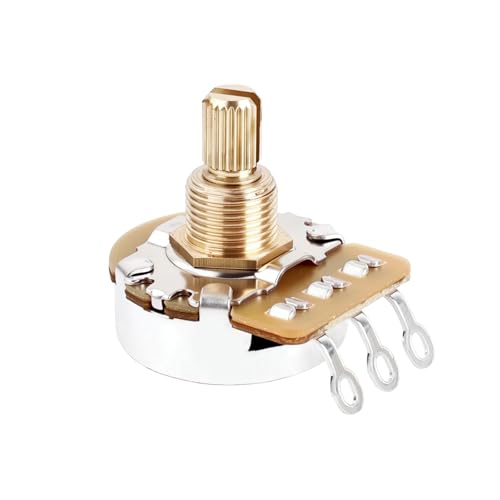 Image of Banworks Brass A500K+B500K Imperial 3 /8 inch Thread Full Sized Pots 24-Spline Split Short Shaft (15.5mm) 2A2B Audio & Linear Taper Potentiometers for Gibson Les Paul LP /SG Fender Strat /Tele PRS JT /XNQ-13