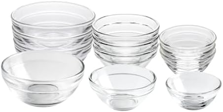 HillSpring 3 Sizes of Glass Prep Bowl Sets, Clear Small Pinch Bowls for Salt, Spices and Chopped Ingredients, 1.5oz/2.5oz/3.5oz, Set of 12