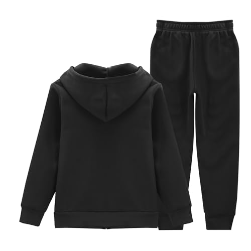 Boys Girls' Sweatsuit Set 2 Piece Fleece Zip Up Hoodie+Jogger Sweatpants Cozy Activewear Clothing Set for Kids Fall Winter3