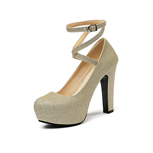 Viuluti Women's Platform Pumps Sexy Closed Toe High Heels Ladies Strappy Cross Ankle Strap Dress Pumps Shoes2