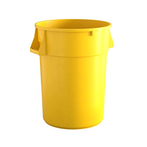 Krollen Industrial 44 Gallon Yellow Round Commercial Trash Can